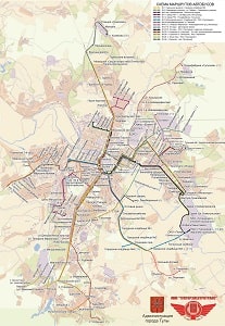 Карта движения общественного транспорта в г. Туле для размещения рекламы на мониторах